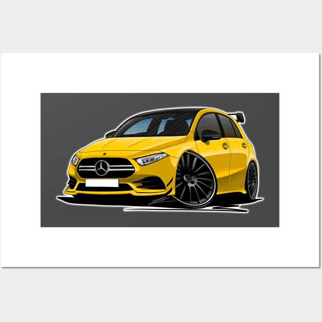 Mercedes A35 AMG Yellow Wall Art by y30man5